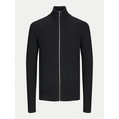 Textil Homem camisolas Jack & Jones 12258474 PANNEL KNIT-BLACK Preto
