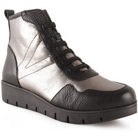 Sapatos Mulher Botins Chamby Botas de couro prateadas para tornozelos casuais da Prata