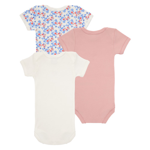 Petit Bateau 3 BODIES US MC Branco / Rosa