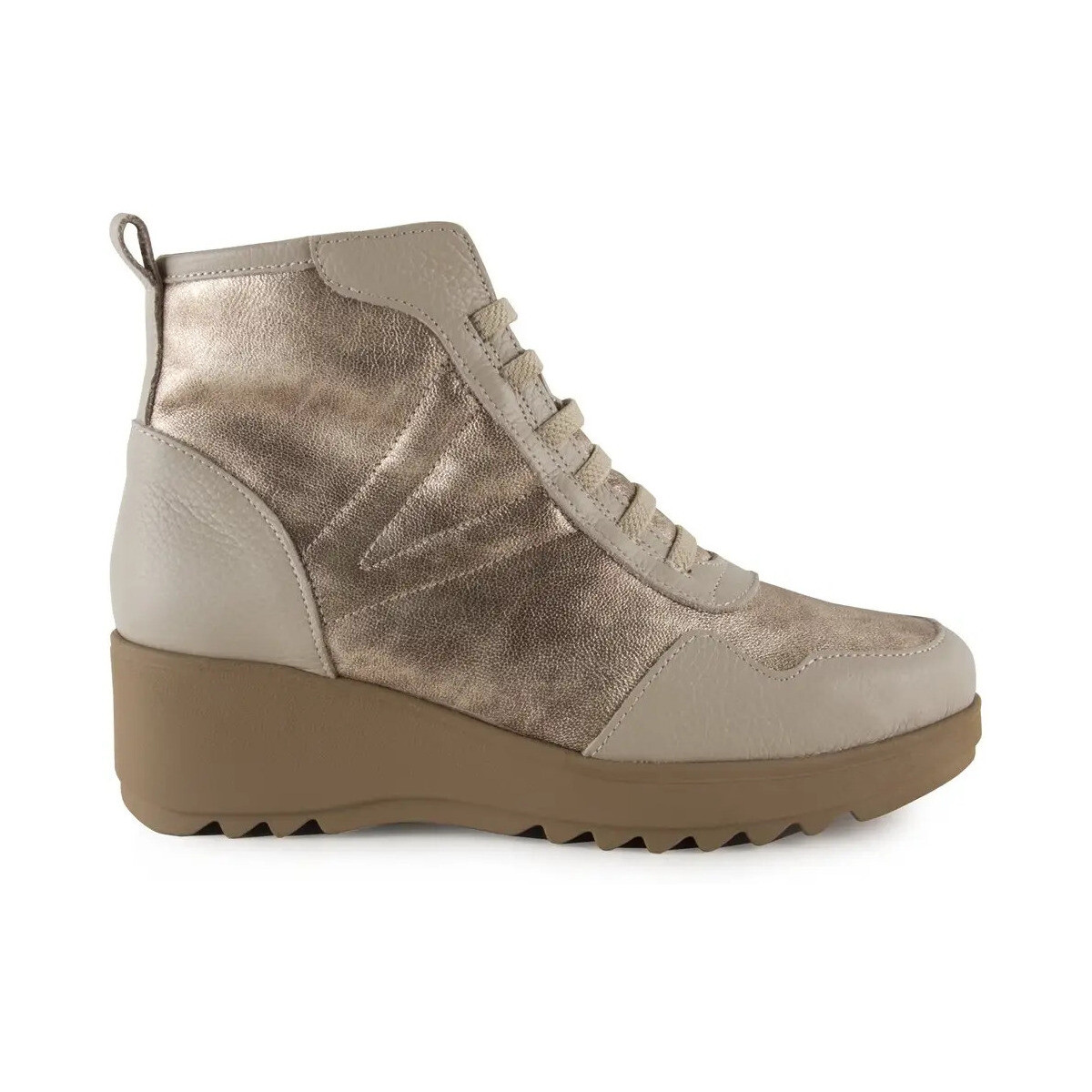 Sapatos Mulher Botins Chamby Botins casuais de couro metálico com cunha Outros