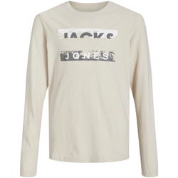 Textil Rapaz T-shirt mangas compridas Jack & Jones 12271368 JCOKONTA TEE LS CREW NECK FST JNR MOONBEAM Bege