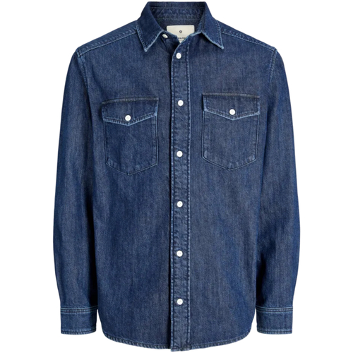 Textil Homem Camisas mangas comprida Jack & Jones 12275137 JPRBLUBRUCE DENIM L/S SHIRT DARK DENIM Azul