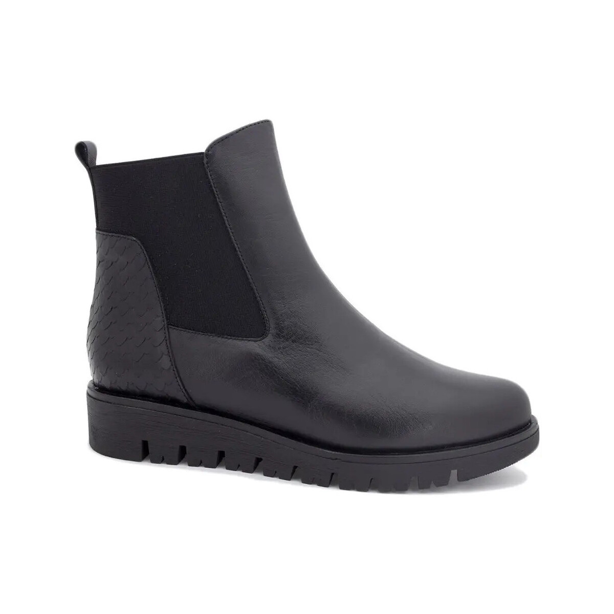 Sapatos Mulher Botins Gasymar Botins em pele preta com elástico Preto