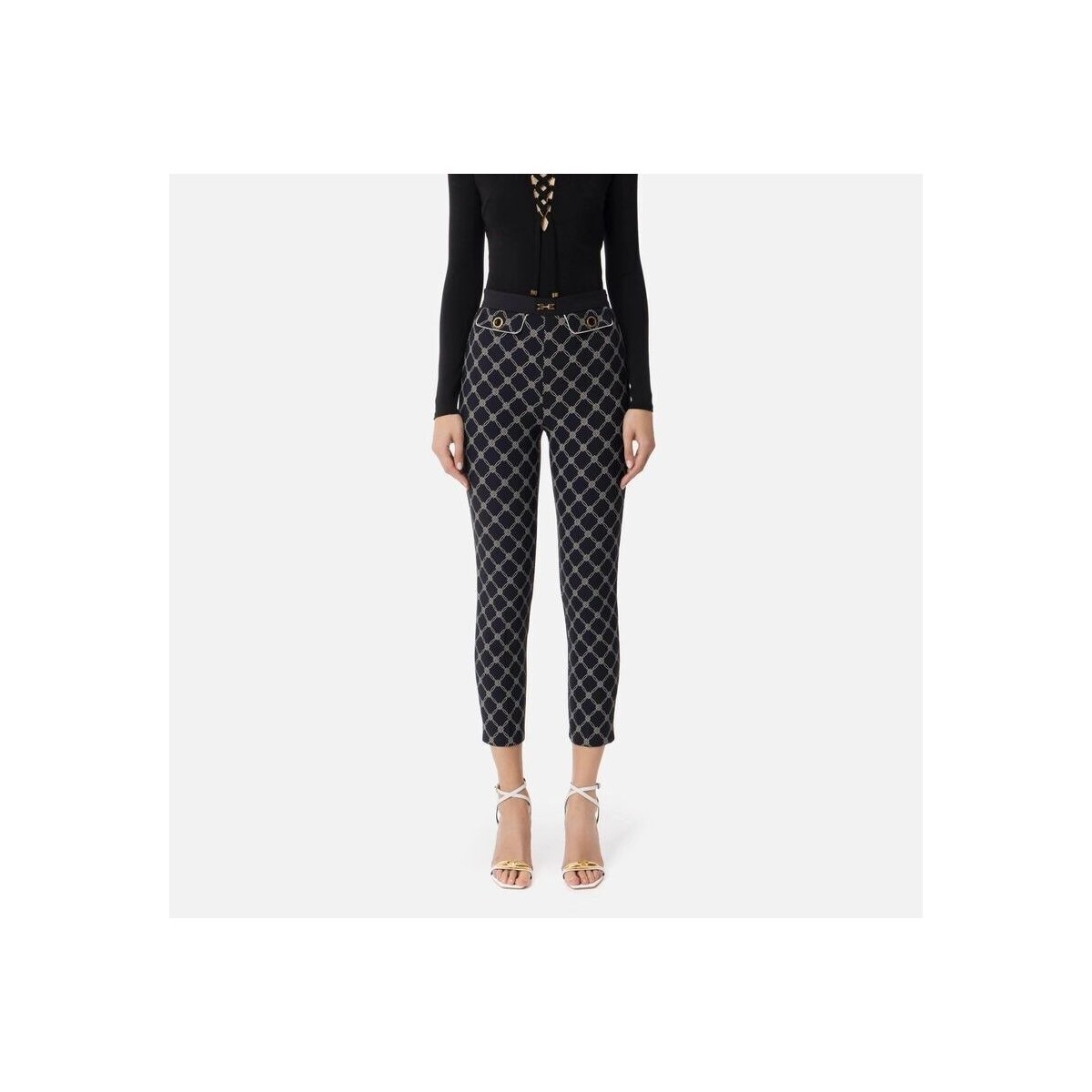 Textil Mulher Calças Elisabetta Franchi PAS7151E2-685 Preto