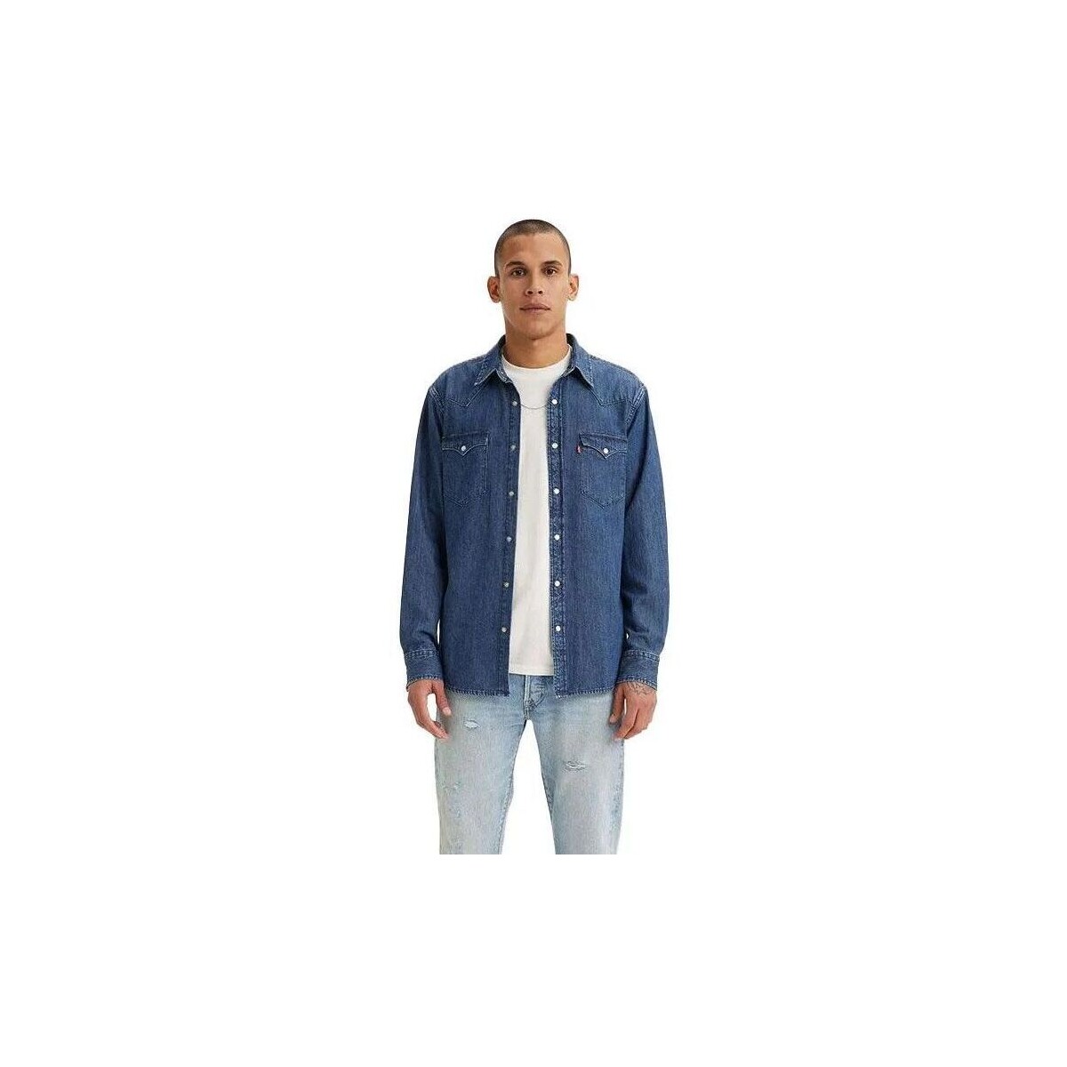 Textil Homem Camisas mangas comprida Levi's 85745 0073 - CLASSIC WESTERN-DENIM MEDIUM Azul