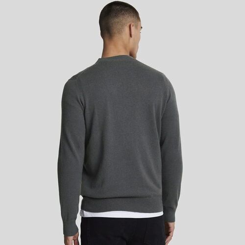 Lyle & Scott KN2110V MERINO CREW-W63. GUNMETAL Verde