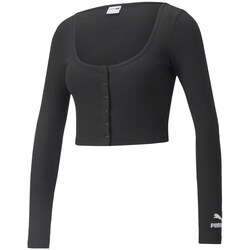 Textil Mulher T-Shirt mangas curtas Puma Classics Ribbed Longsleeve Tee Grafite