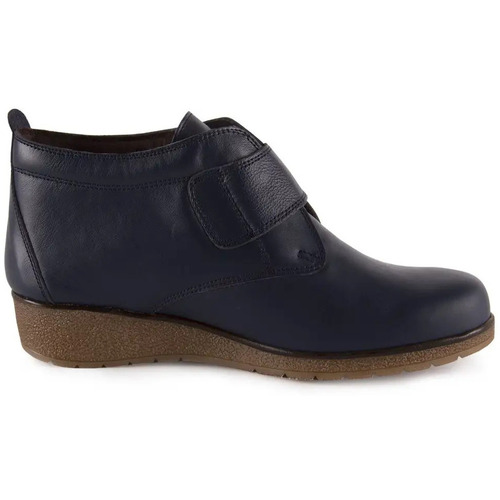 Sapatos Mulher Escarpim Pie De Angel Botins clássicos em pele azul com fecho de velcro Marinho