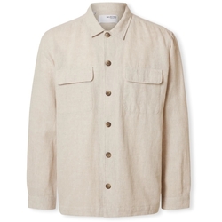 Textil Homem Camisas mangas comprida Selected Noos Camisa Leroy Sun - Pure Cashmere Bege