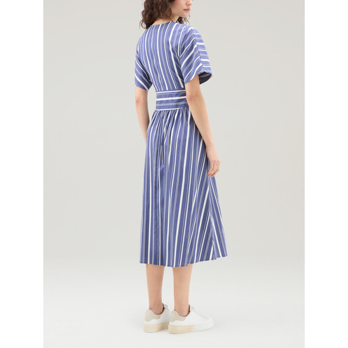 Woolrich STRIPED POPLIN LONG Azul