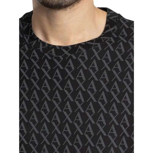 EAX T-shirt com padrão de logótipo Preto