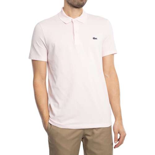 Lacoste Camisa pólo com mistura de algodão de ajuste regular Rosa