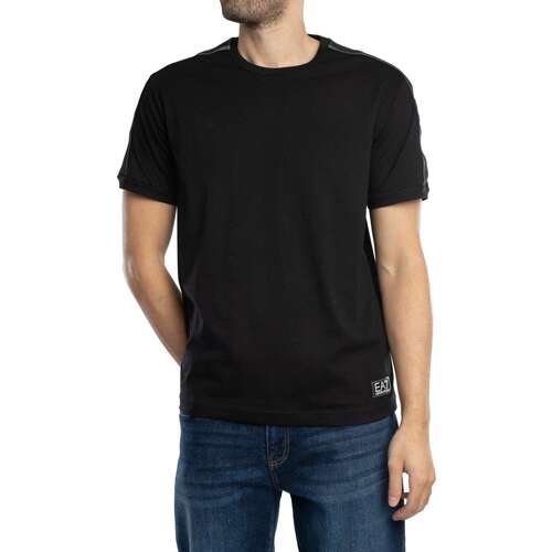 Emporio Armani EA7 T-shirt com riscas nos ombros Preto