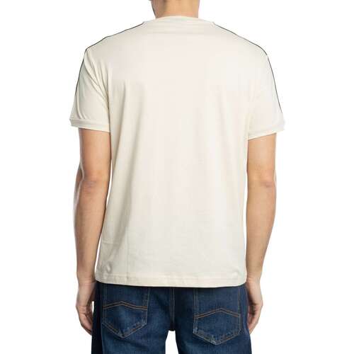 Emporio Armani EA7 T-shirt com riscas nos ombros Bege