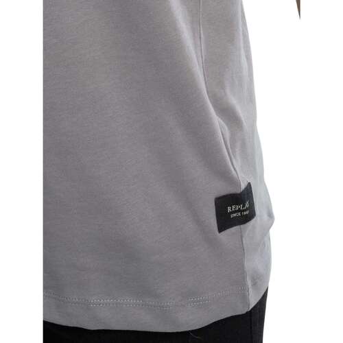 Replay T-Shirt com logótipo no peito Cinza