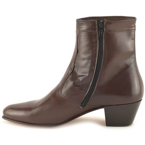 Latino Botin de piel de hombre con tacon cubano by Marttely Design Castanho