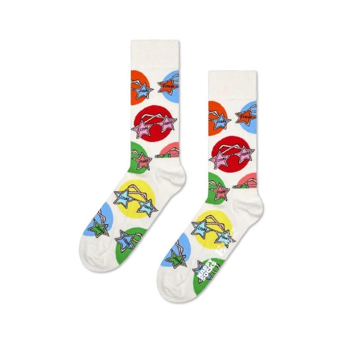 Roupa de interior Homem Meias altas Happy socks ELTON GLASSES Branco