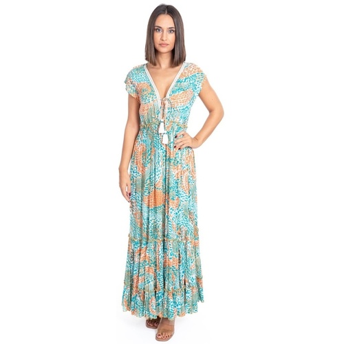 Textil Mulher Vestidos compridos Isla Bonita By Sigris Vestido Midi Longo Verde