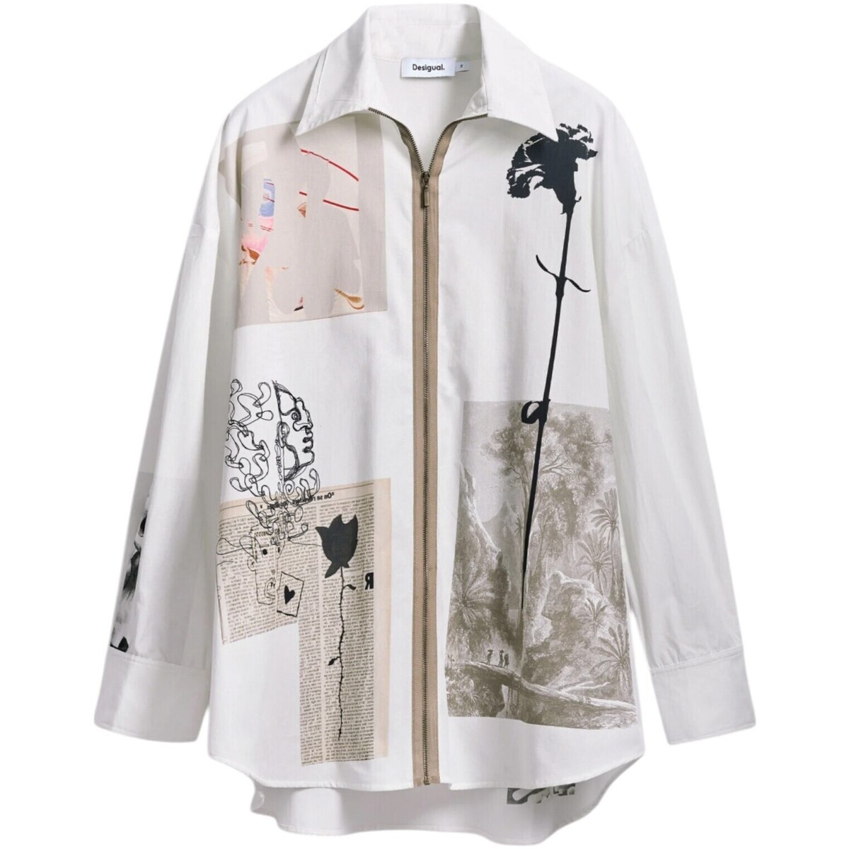 Textil Mulher camisas Desigual SHIRT_RECORTES_LACROIX 25SWCW23 Branco