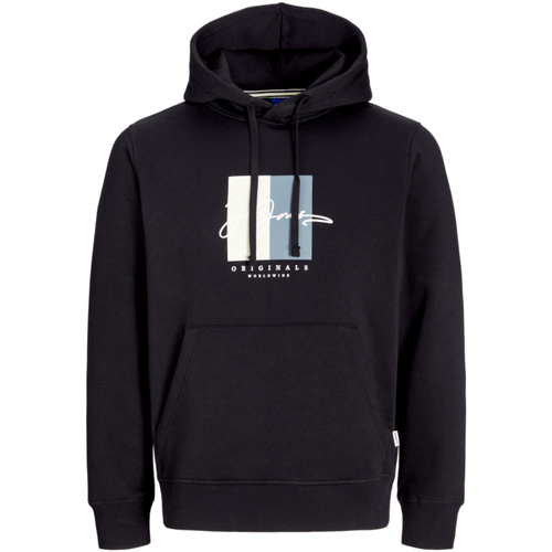 Textil Homem Sweats Jack & Jones 12274585 JORFREDERIKSBERG BOX SCRIPT SWEAT HOOD BLACK Preto