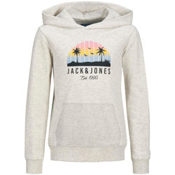 Textil Rapaz Sweats Jack & Jones 12269868 JJPALM SWEAT HOOD JNR WHITE MELANGE Cinza