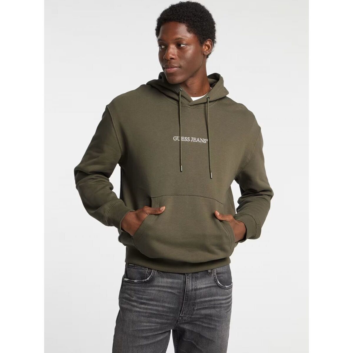 Textil Homem Sweats Guess M5RQ38 KCPR1 EMBRO SWT HD-G8EV OLIVE GREEN Verde