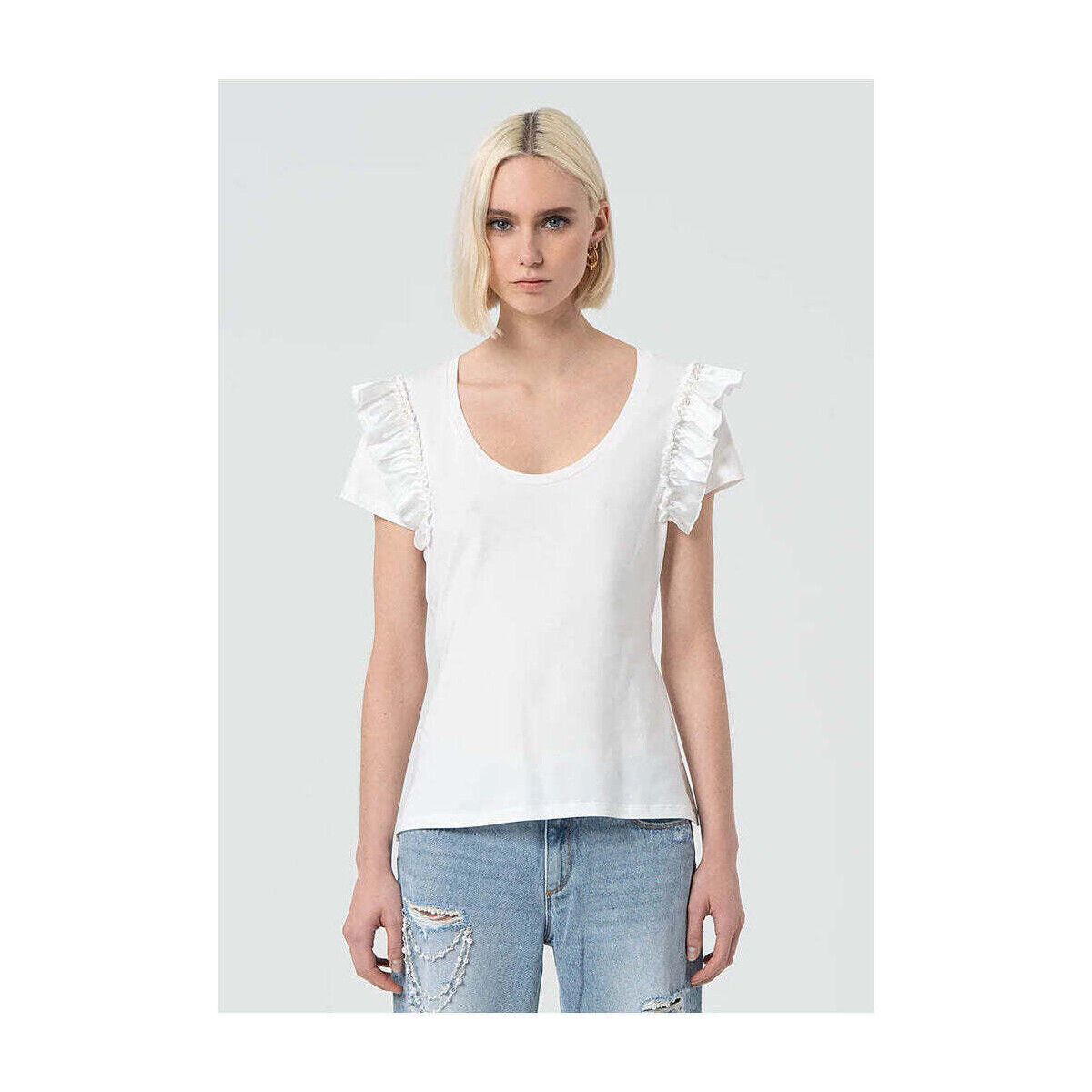 Textil Mulher T-shirts e Pólos Fracomina FR25ST3042J401R9-108-18-1 Branco