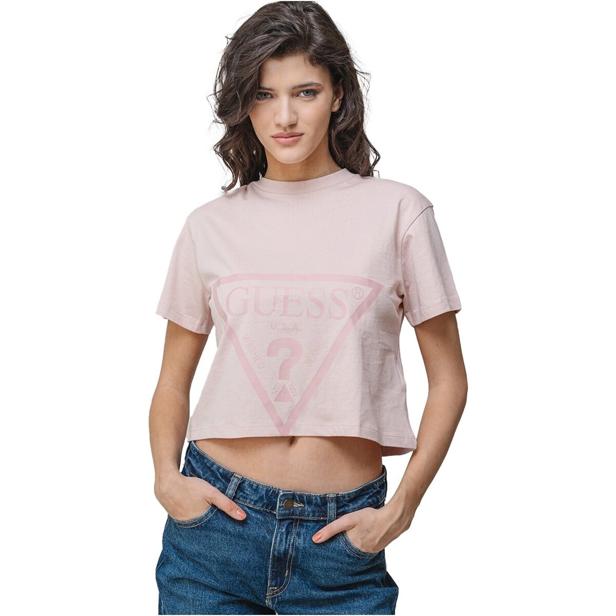 Textil Mulher T-shirts e Pólos Guess V2YI06 K8HM0 Rosa