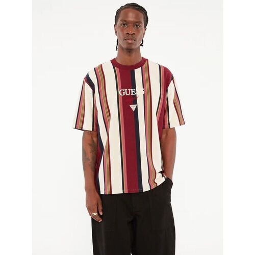 Textil Homem T-shirts e Pólos Guess M4BI56 K8FQ4 GO VERTICAL STRIPE-F5E9 WINE Vermelho