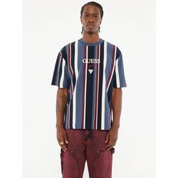 Textil Homem T-shirts e Pólos Guess M4BI56 K8FQ4 GO VERTICAL STRIPE-FB6I PENNANT BLUE Azul