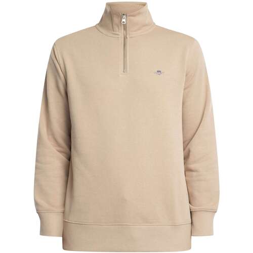Textil Homem Casaco polar Gant Camisola regular com escudo e meio fecho Bege