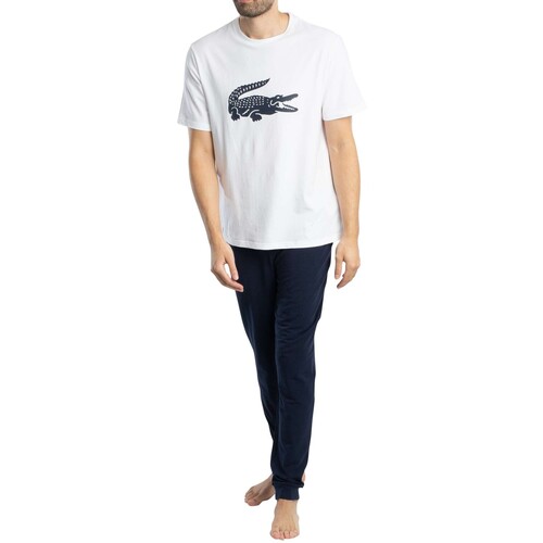 Textil Homem Pijamas / Camisas de dormir Lacoste Conjunto de pijama gráfico Branco