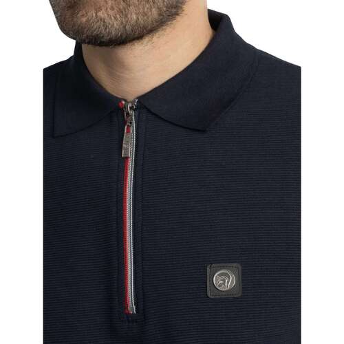 Trojan Camisola pólo com fecho de correr Ottoman Rib Chrome Azul