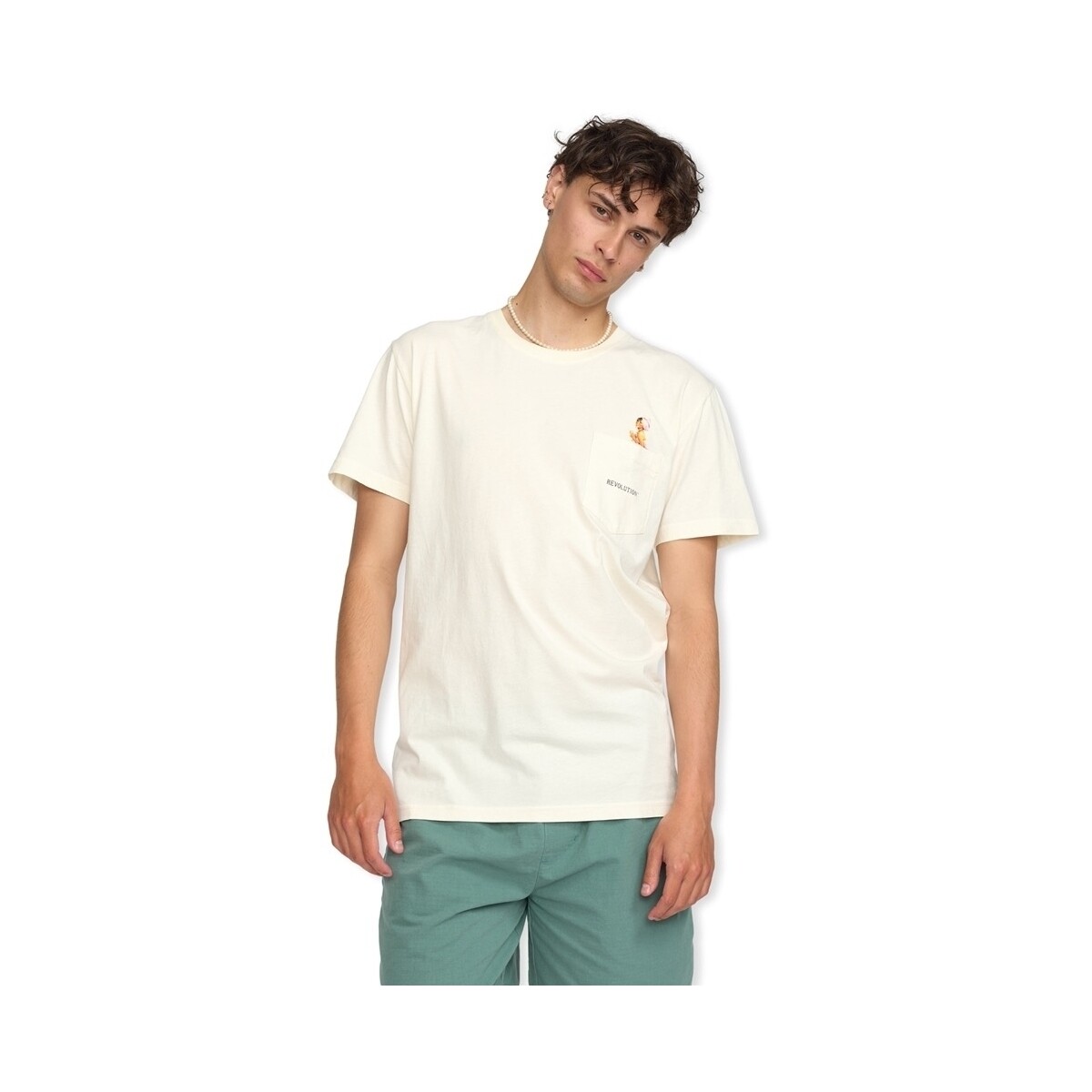 Textil Homem T-shirts e Pólos Rvlt Revolution T-Shirt Application 1391 P11 - Offwhite Bege