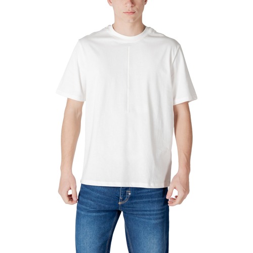 Textil Homem Polos mangas compridas Antony Morato RELAXED FIT WITH MATT PLASTIC PRINT MMKS02487-FA100239 Branco