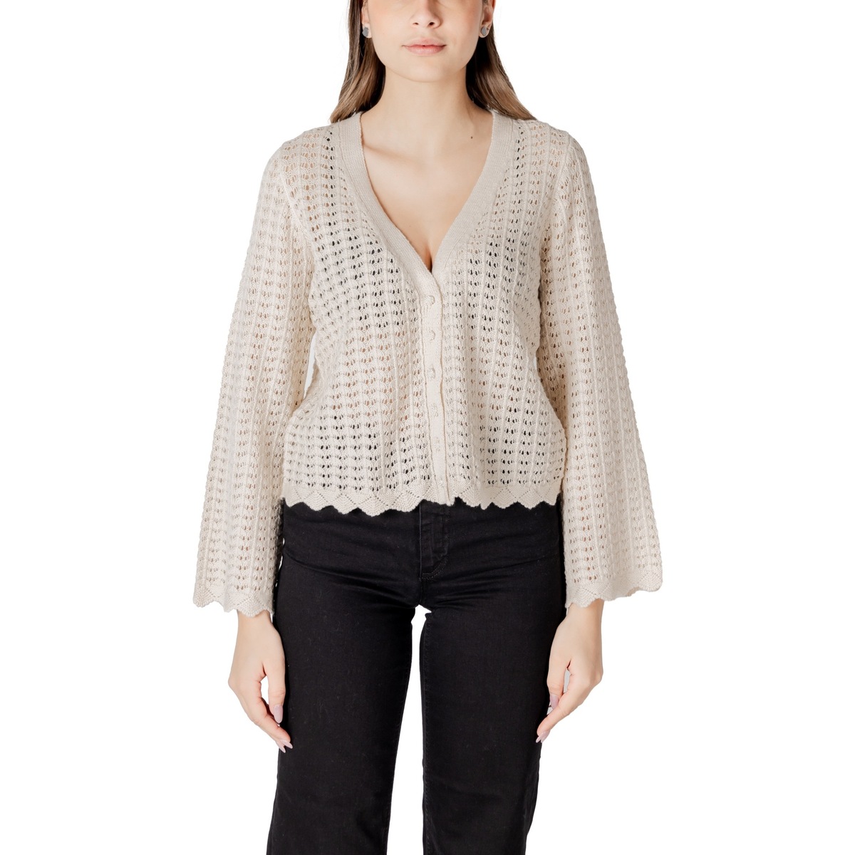 Textil Mulher Casacos de malha Only ONLASA LS STRUCTURE 15339608 Bege