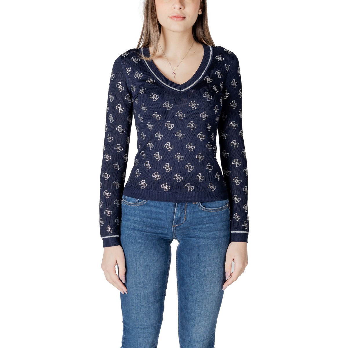 Textil Mulher camisolas Guess ROSIE 4G VN LS W5GR07 Z3D60 Azul