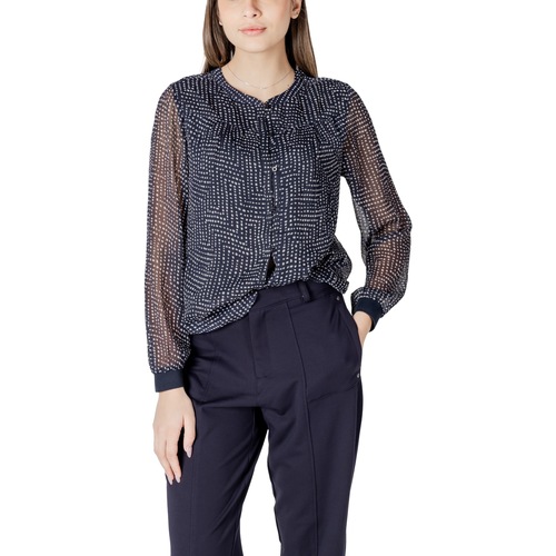 Street One Printed chiffon blouse w placket detail 345452 Azul