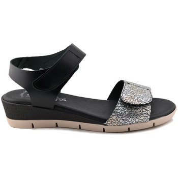 Sapatos Mulher Sandálias Amelie : Sandálias de couro pretas : Mulher Preto