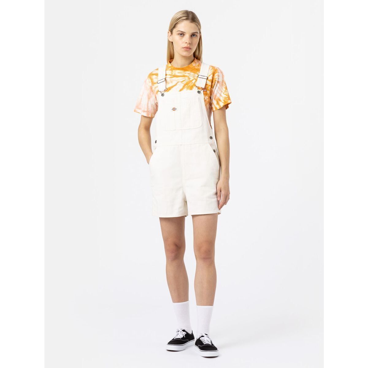 Textil Mulher Macacões/ Jardineiras Dickies DUCK CANVAS SHORT BIB SW - DK0A4XPTC431-CLOUD Bege