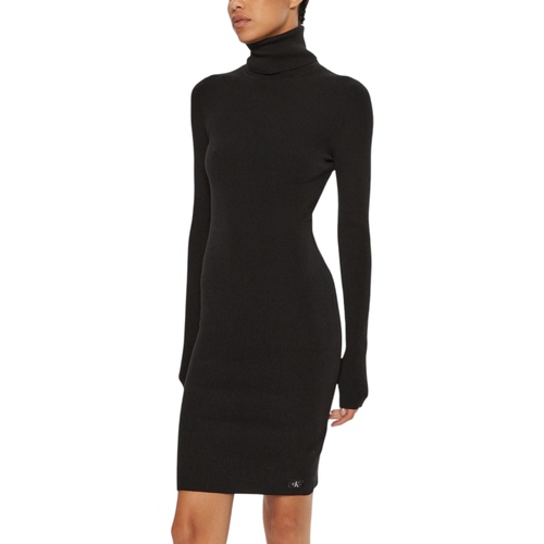 Textil Mulher Vestidos compridos Calvin Klein Jeans WOVEN LABEL TIGHT SW J20J224150 Preto