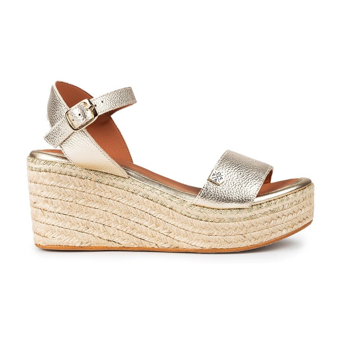 Sapatos Mulher Sandálias Popa SANDALIAS DE CUÑA DE YUTE METALIZADAS  ARAMBOL LAMINADO ORO Ouro