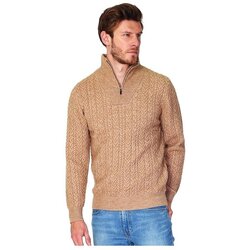 Textil Homem camisolas William De Faye WFM105_CAMEL Bege