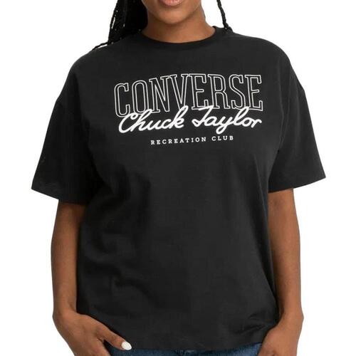 Textil Mulher T-shirts e Pólos Converse  Preto