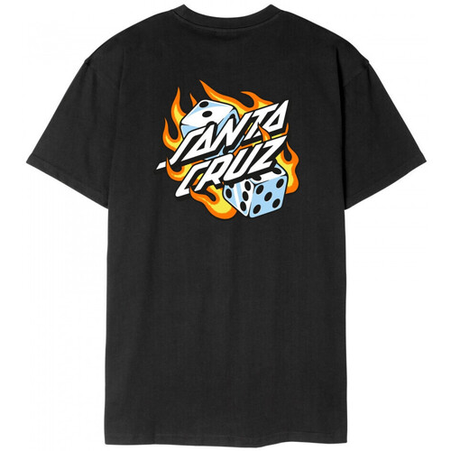 Textil Homem T-shirts e Pólos Santa Cruz Flaming dice dot chest t-shirt Preto