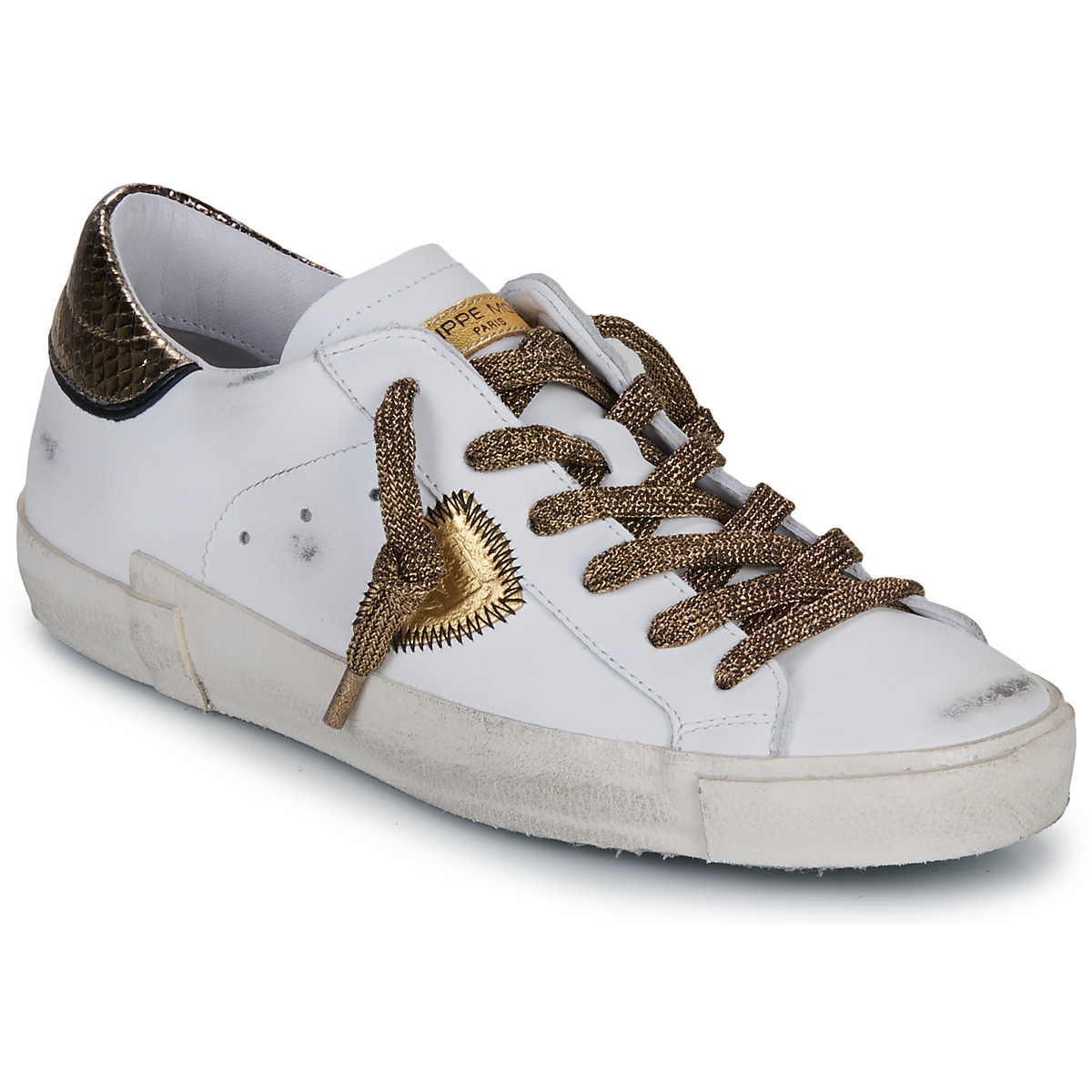 Sapatos Mulher Sapatilhas Philippe Model PRSX LOW WOMAN Branco / Ouro