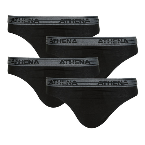 Roupa de interior Homem Cueca Athena BASIC COTON Pack de 4 Preto