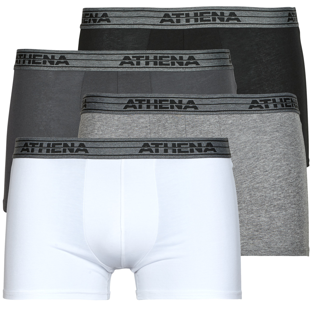Roupa de interior Homem Boxer Athena BASIC COTON Pack de 4 Antracite / Cinza / Preto / Branco