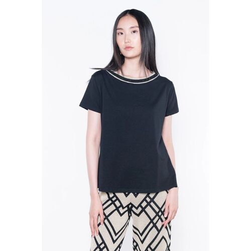 Textil Mulher T-shirts e Pólos Kaos Collezioni RP1FP021-0001 Preto