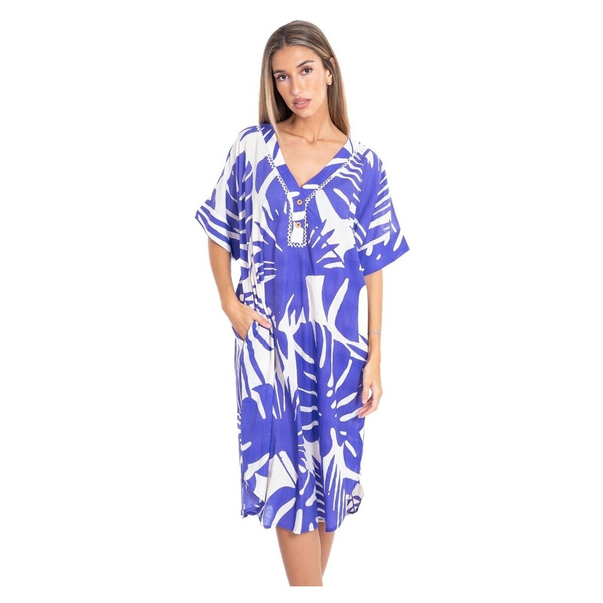 Textil Mulher Vestidos compridos Isla Bonita By Sigris Vestido Midi Longo Azul